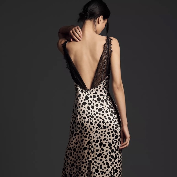 NWT By Anthropologie V-Neck Open-Back Slip Midi Dress Sz XS - Picture 6 of 11